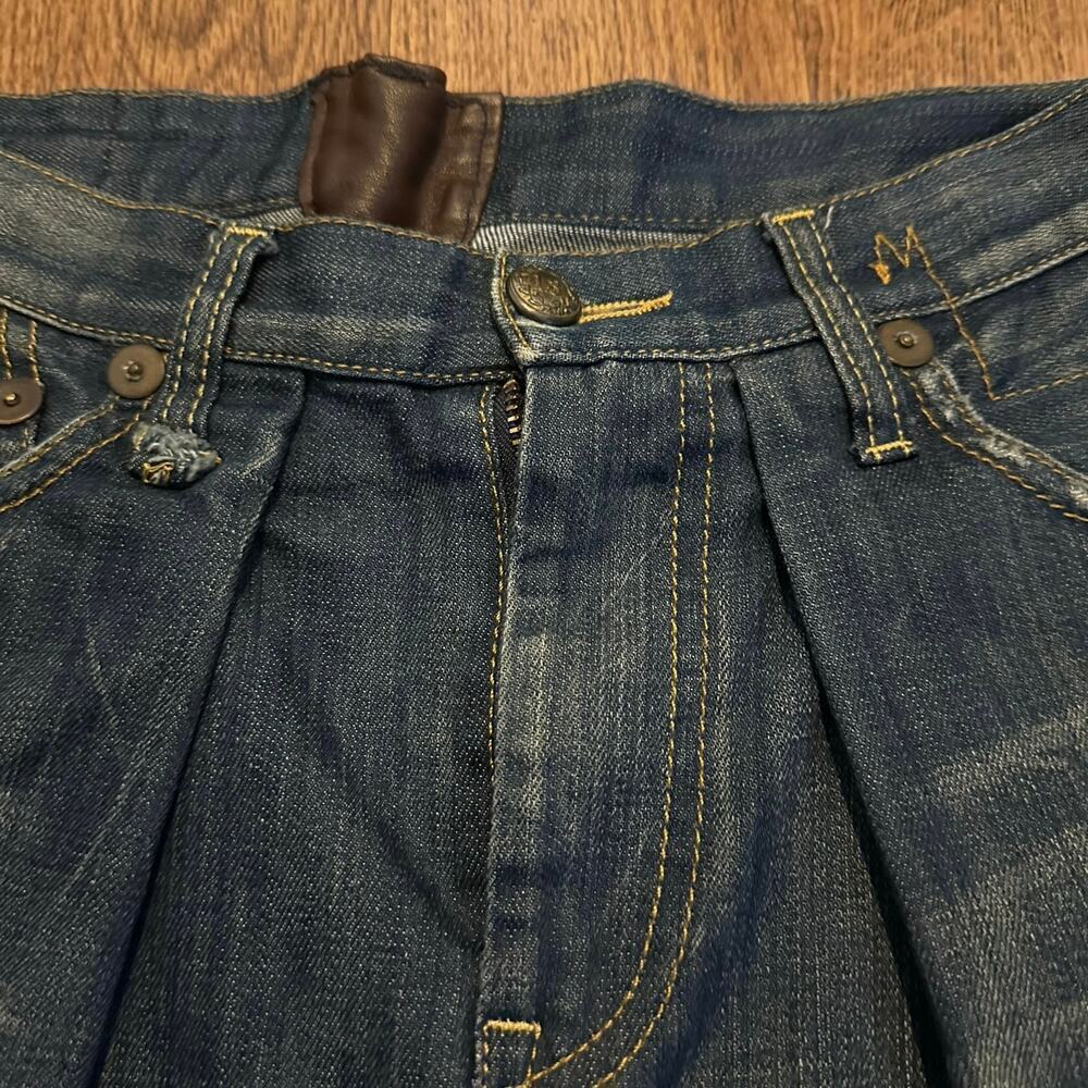 R13 blue harem denim jeans cropped pleated pants sz 24 unique rare made in Italy - Picture 9 of 14